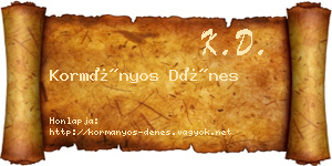 Kormányos Dénes névjegykártya